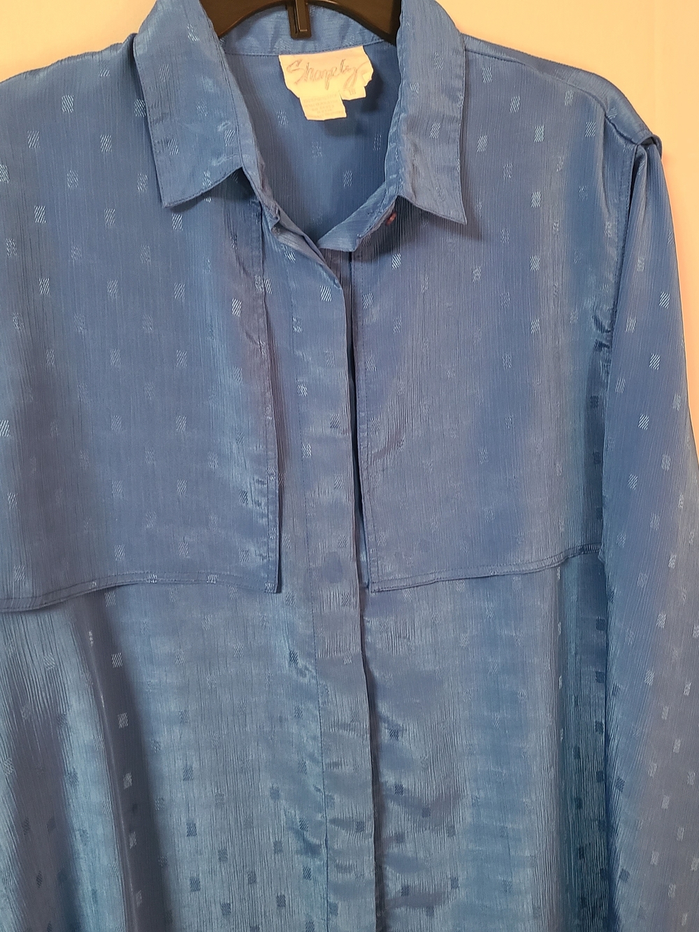 Shapely Vintage Blue Women’s Button-Down Shirt - Hidden Buttons